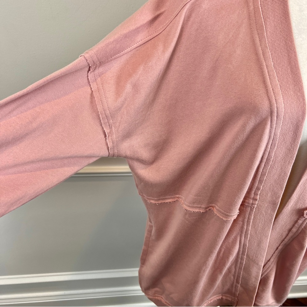 NEW Rose Pink Open Cardigan Sweater size 10 Raw Hem Design with Pockets - Picture 5 of 9